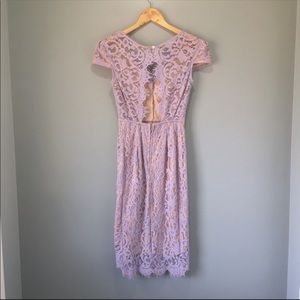 L’Atiste Lilac Purple Chantilly Lace Overlay Dress